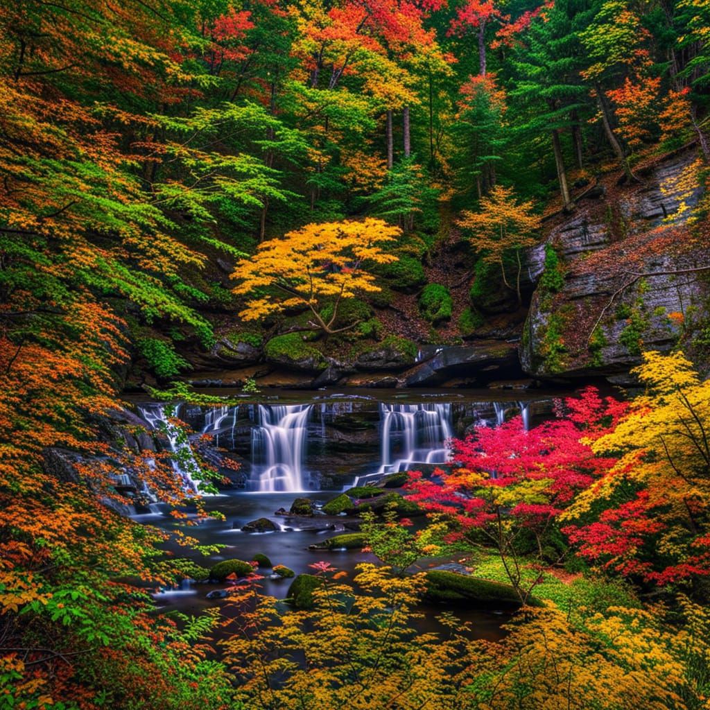 Autumn Forest in West Virginia: Hyperrealistic Landscape
