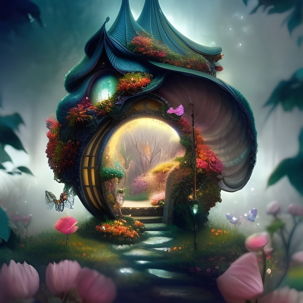 Magical Fairy House in Starry Cityscape