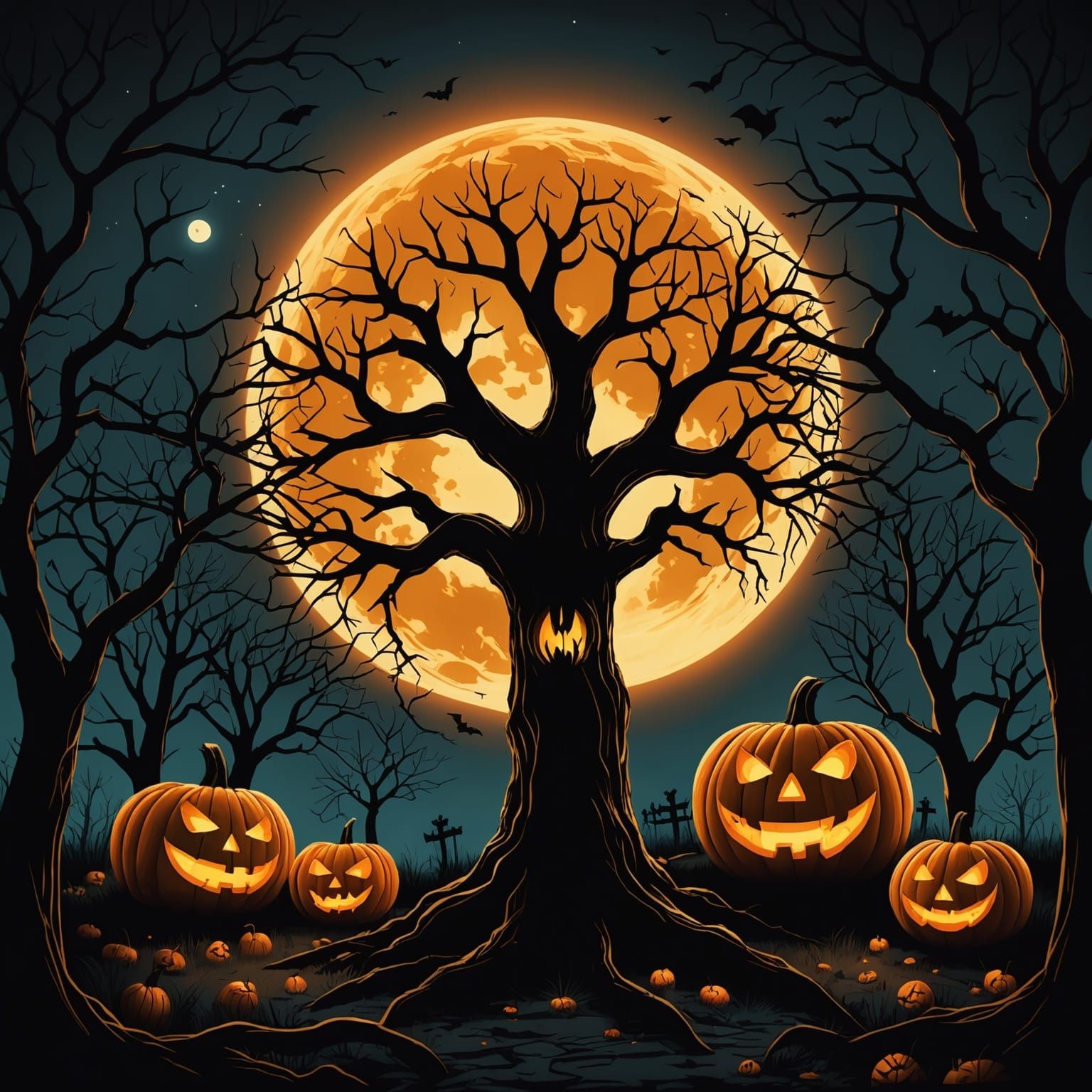 Halloween Scene in Dark Fantasy Digital Art