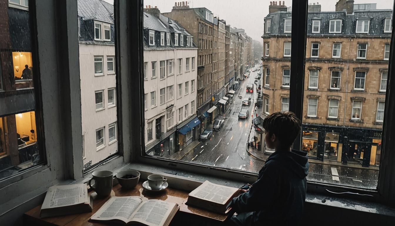 Cozy Rainy Day Window Scene