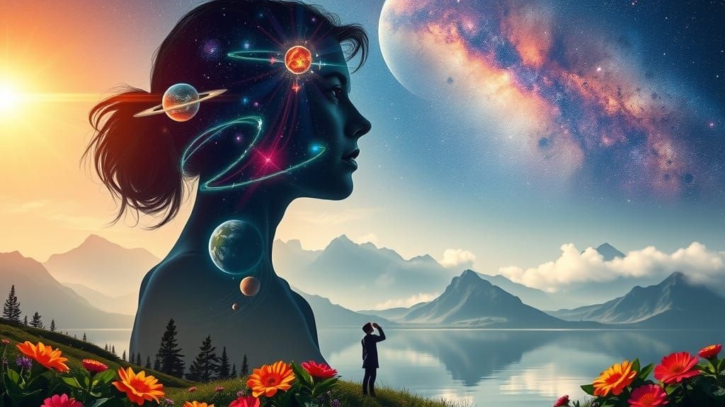 Surreal Cosmos Portrait in Dreamy Futuristic Style