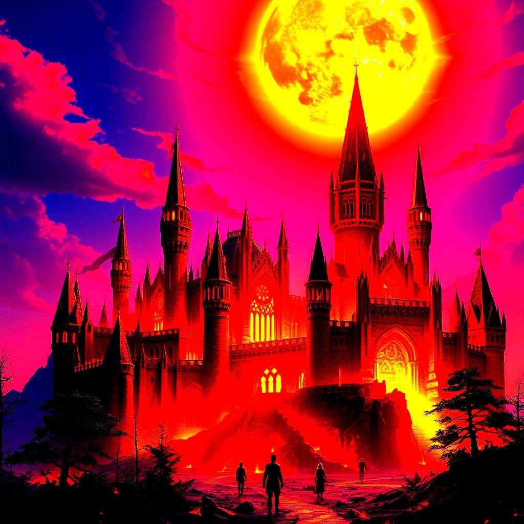 Fantastical Fortress of Fire: Detailed Matte Painting