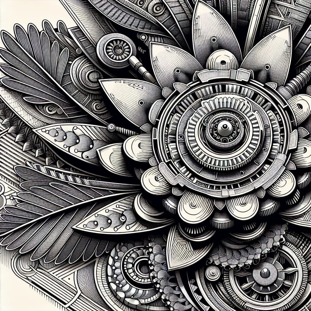 Mechanical Flower with 1900s Abstract Art Elements