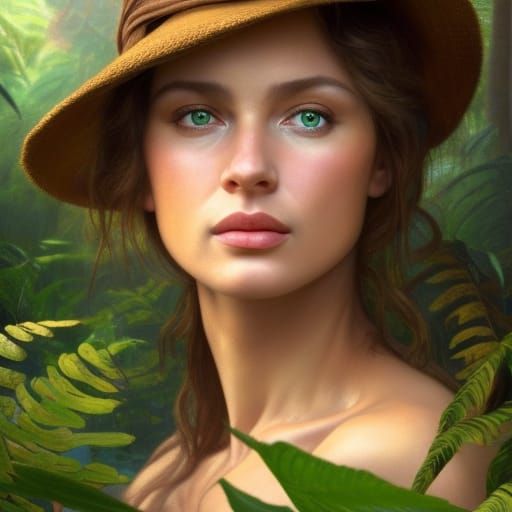 French Jungle Explorer in Hyperrealistic Painting