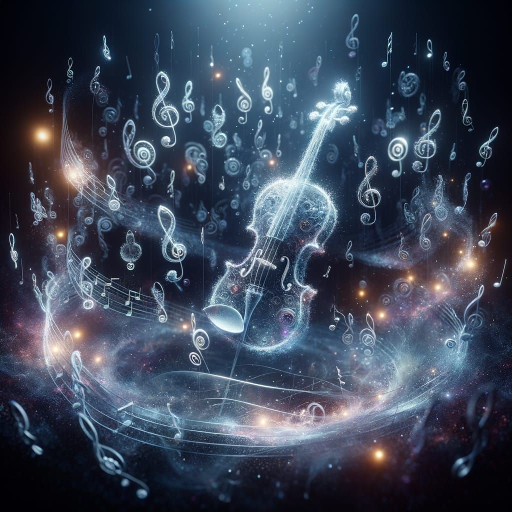 Magical Violin Notes Dance in Ethereal Harmony