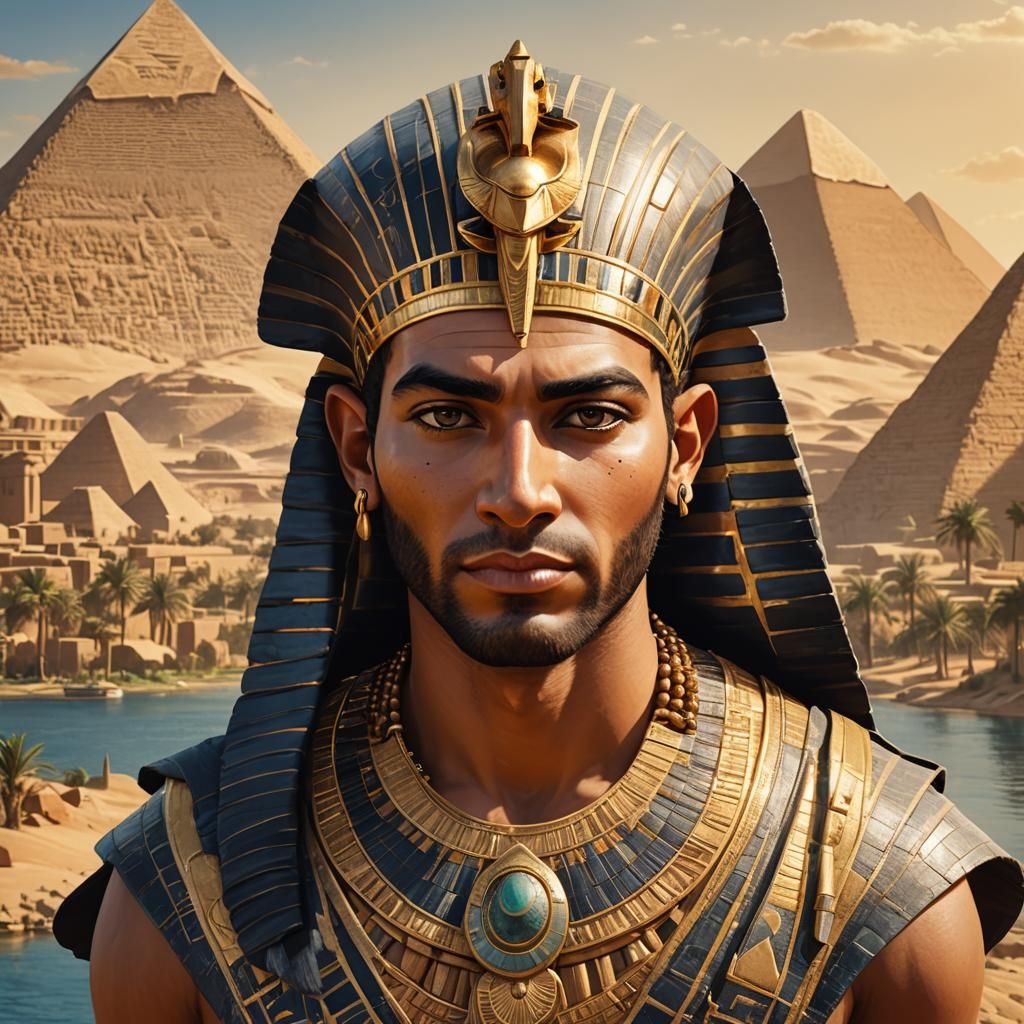 Realistic Portrait of an Egyptian Pharaoh