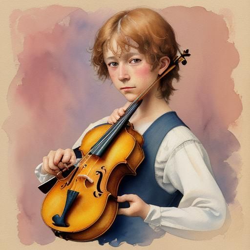 World's Smallest Violin in Gouache Impressionist Style