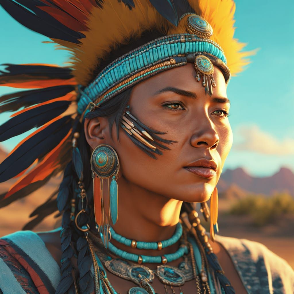 Navajo Woman in Golden Hour Light