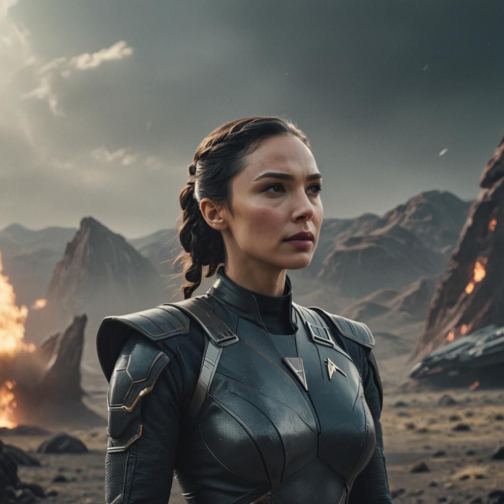 Gal Gadot as a Vulcan Starfleet Officer. Pointed ears.  Star Trek.