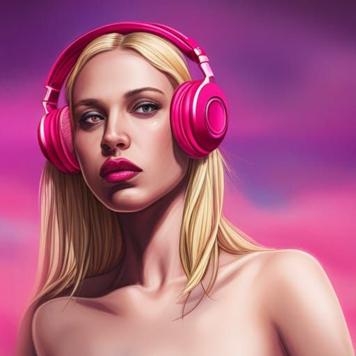 Blonde Girl with Pink Bikini in Splash Art Style