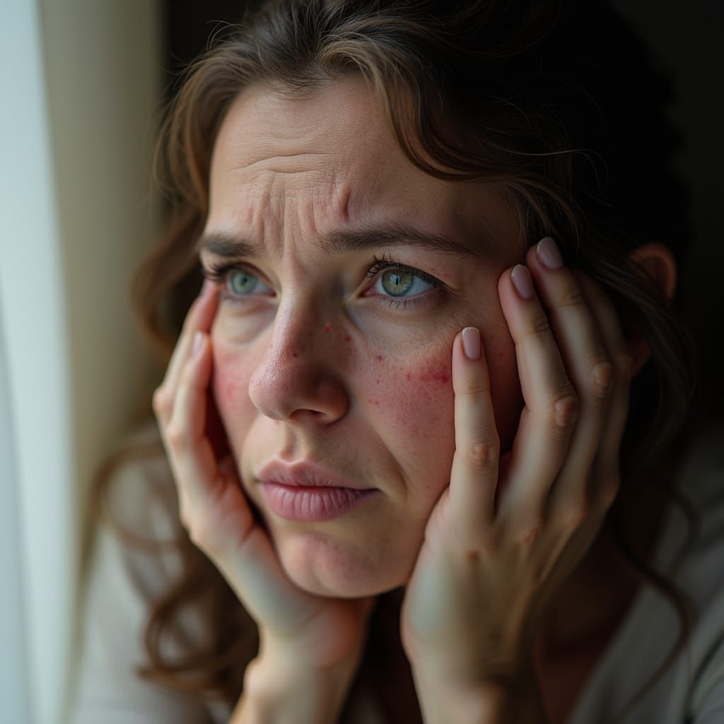 Woman's Portrait Reveals Dry, Flaky Skin Texture