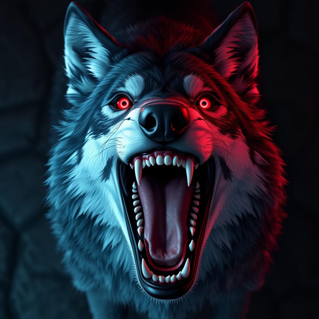 Menacing Anime Wolf in Detailed 3D Style