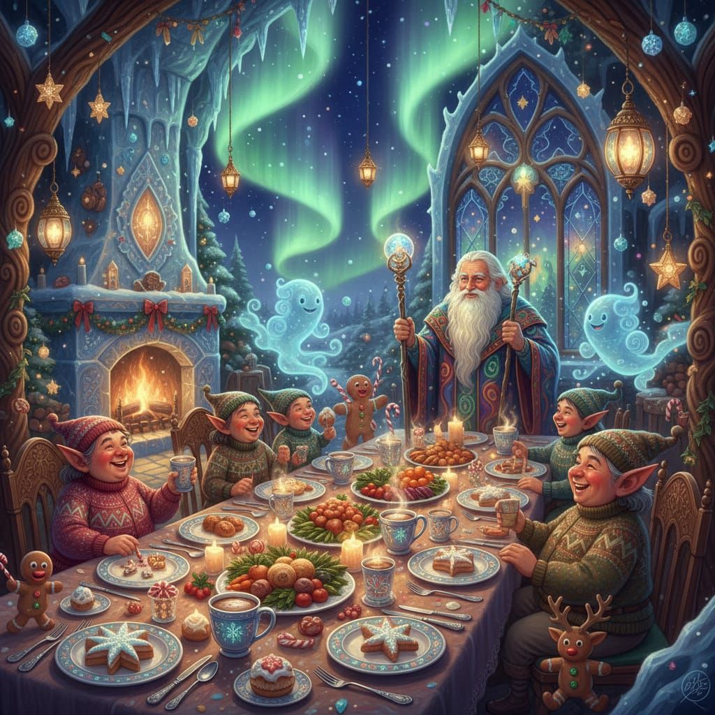 Enchanting North Pole Christmas Feast in an Ice Lodge