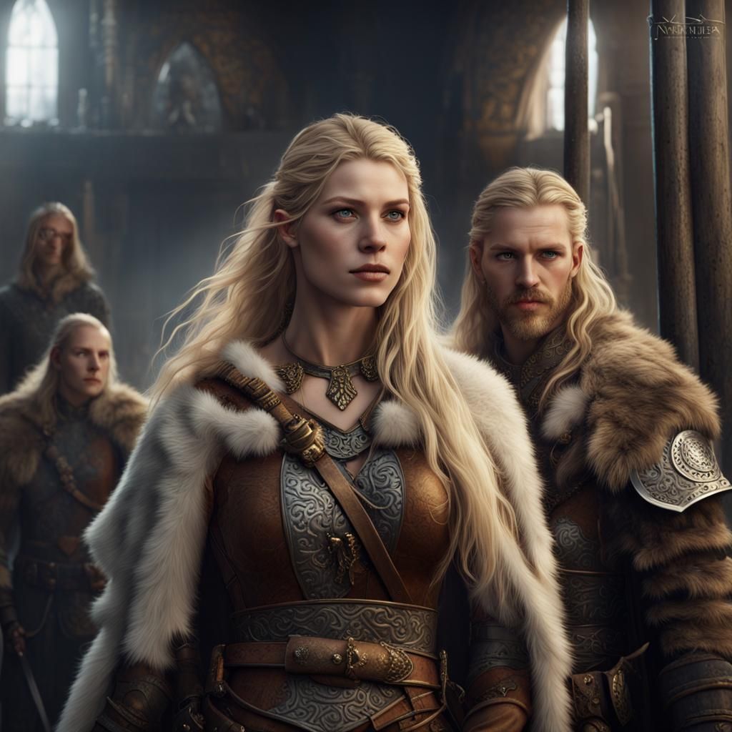 Beautiful Viking Woman with Intricate Armor and Jewelry