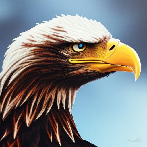 Hyperrealistic Eagle Portrait in Splash Art Style
