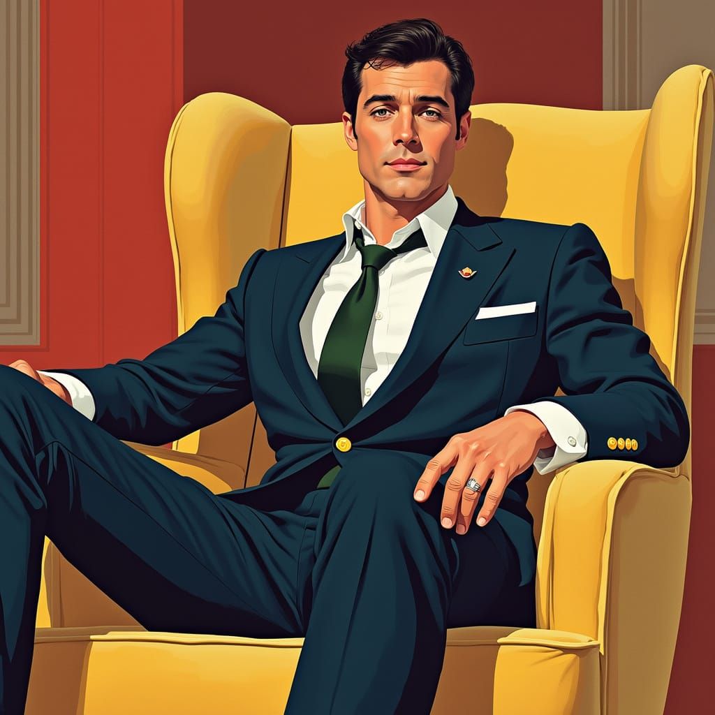 Charming Ad Executive in Retro Art Deco Style