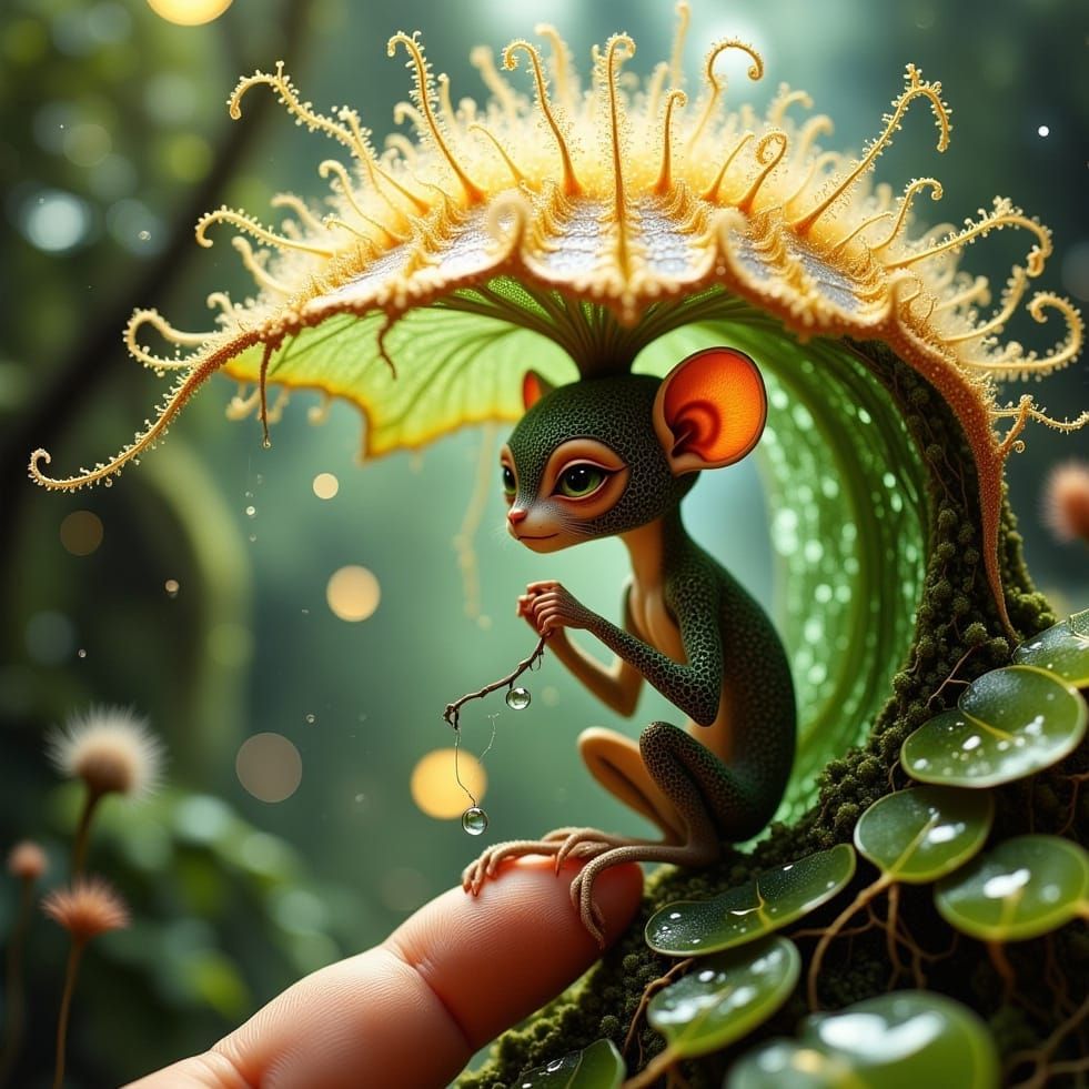 Exquisitely Beautiful Miniature Peacock Monkey in a Whimsica...