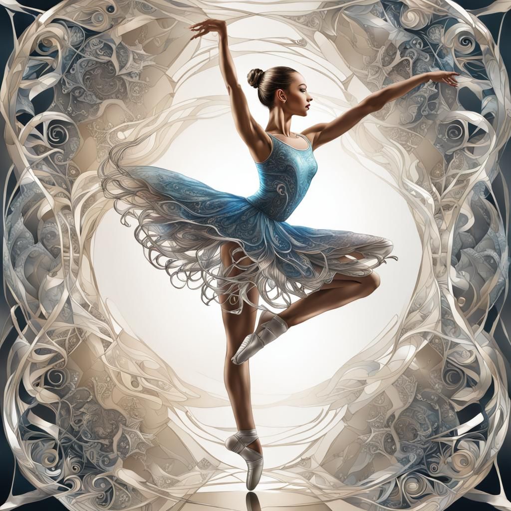 Ballerina with Cybernetic Legs in Ballet Pose