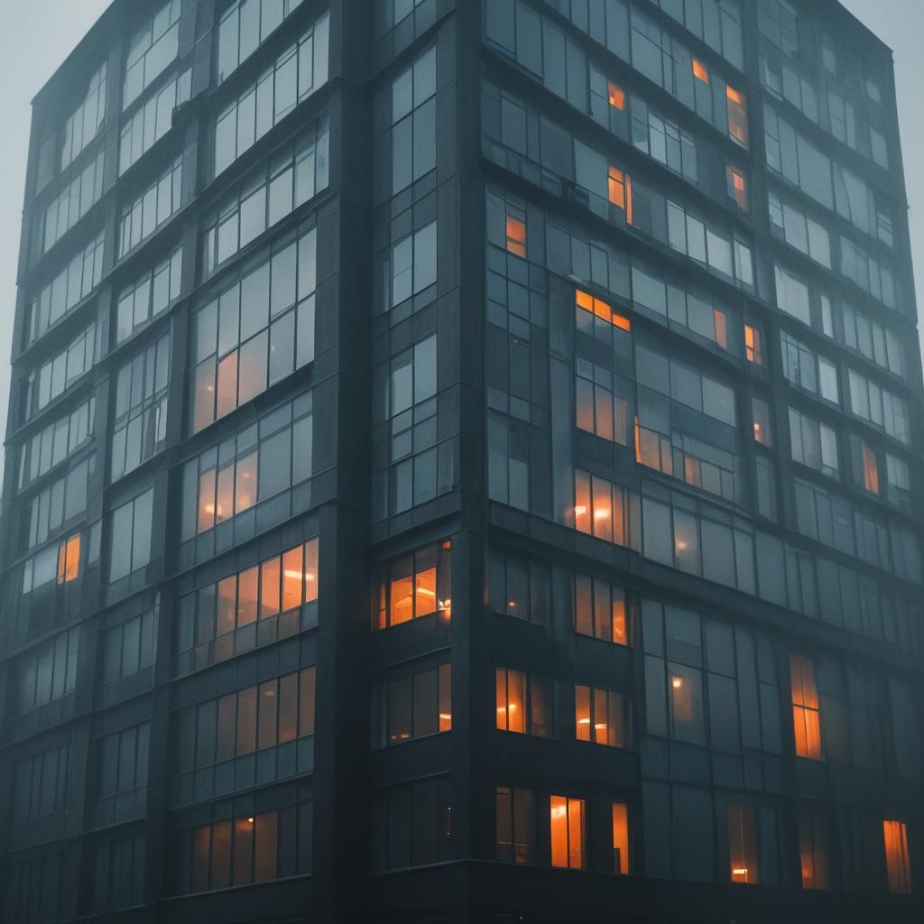 Mysterious Contemporary Building in Moody Cinematic Style
