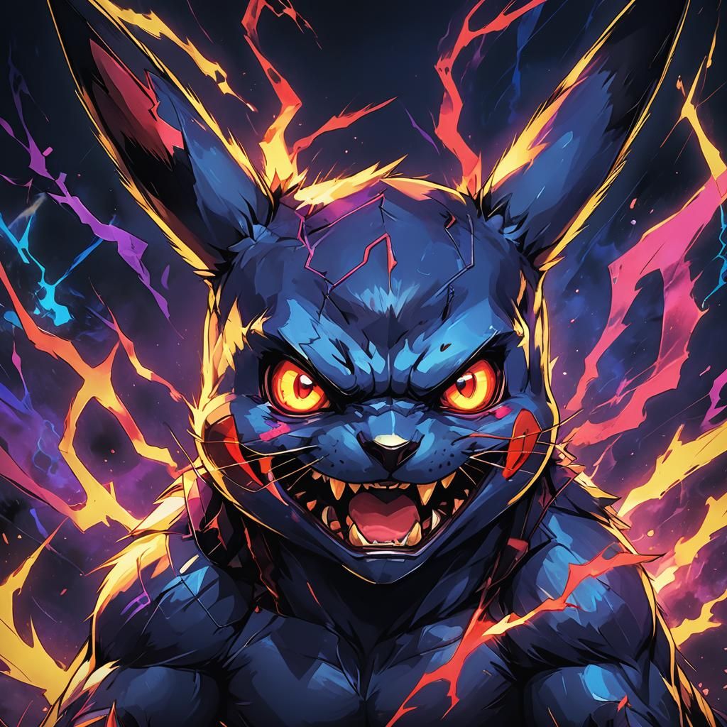 Demonic Pikachu Portrait in Dark Fantasy Anime Style