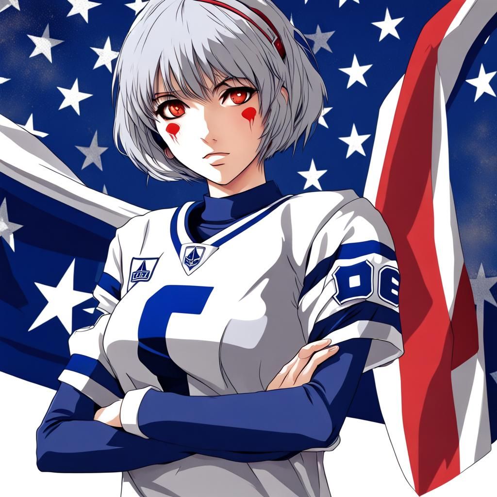 Rei Ayanami in Cowboys Jersey: Anime Style