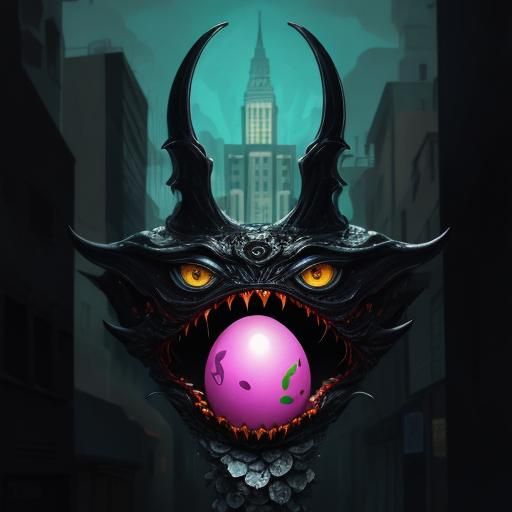 Surreal Alien Egg Devouring Flowers in Street Art