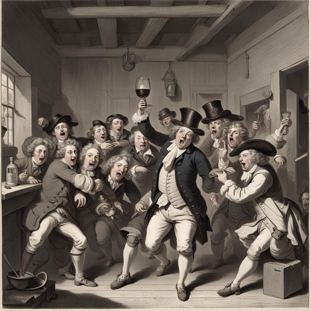 17th Century Tavern Debauchery in Satirical Style