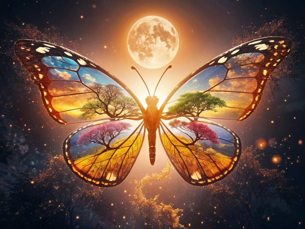 Four Season Landscapes on Butterfly Wings