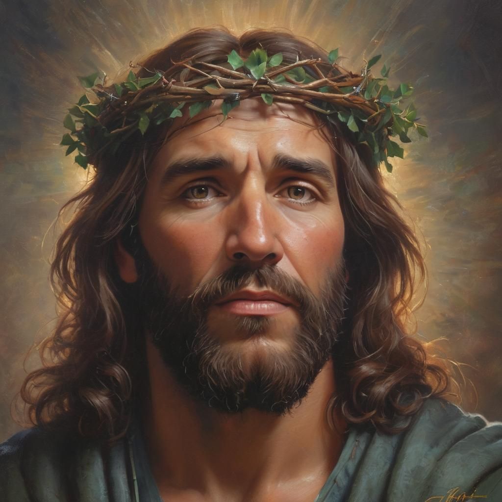 Portrait of Jesus Christ as Impasto Oil Painting