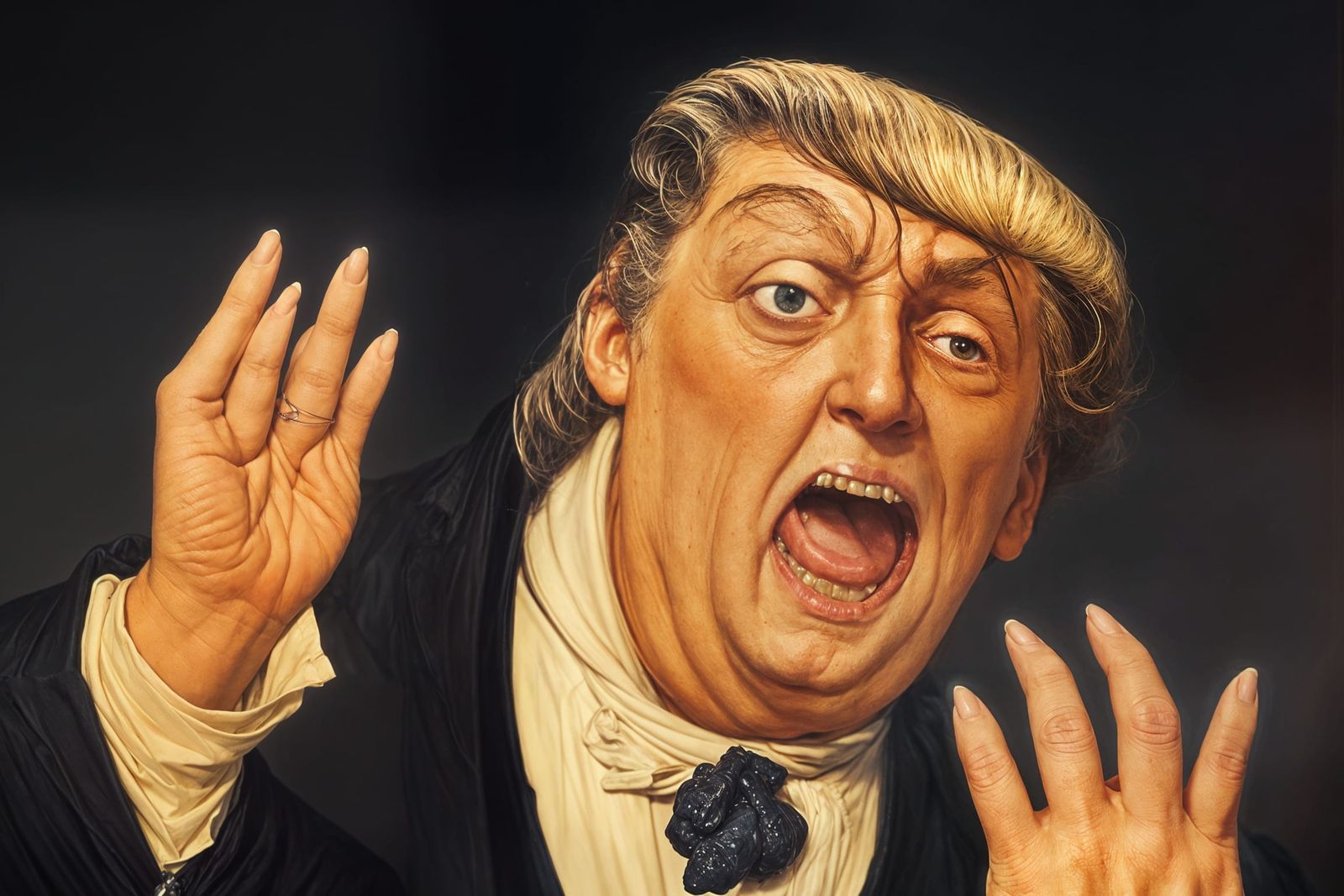 Sinister Figure Devouring Fingers: Dark Fantasy Art