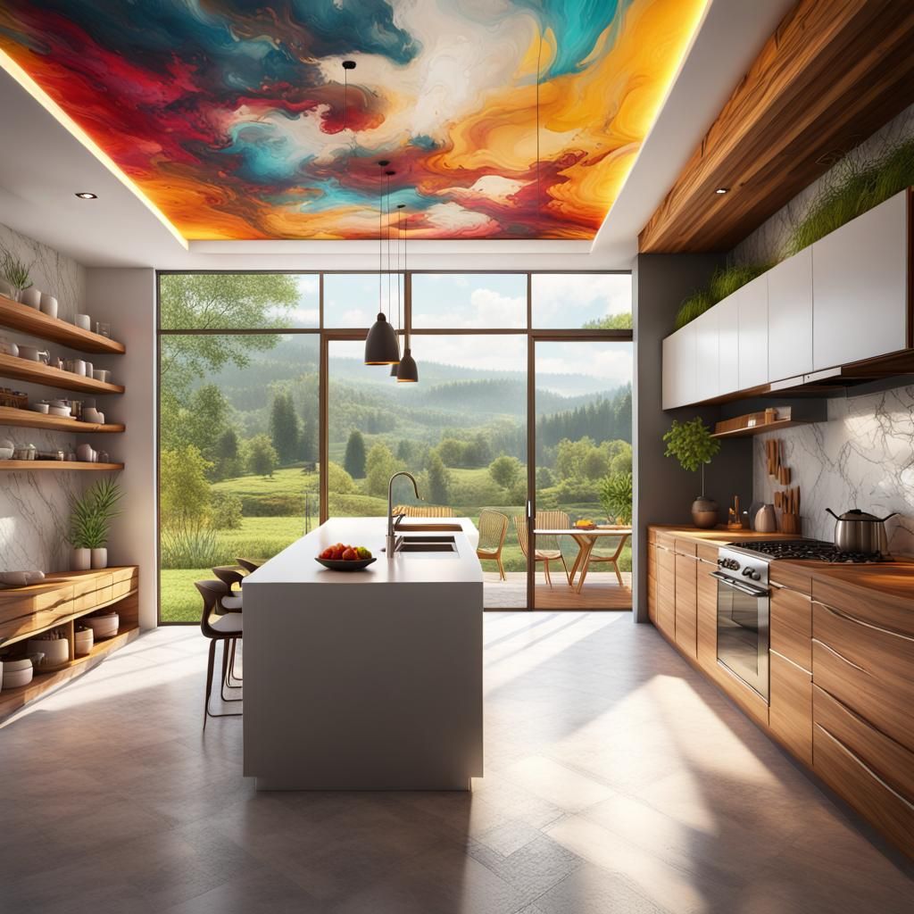 Abstract Kitchen Design with Natural Light in 4K