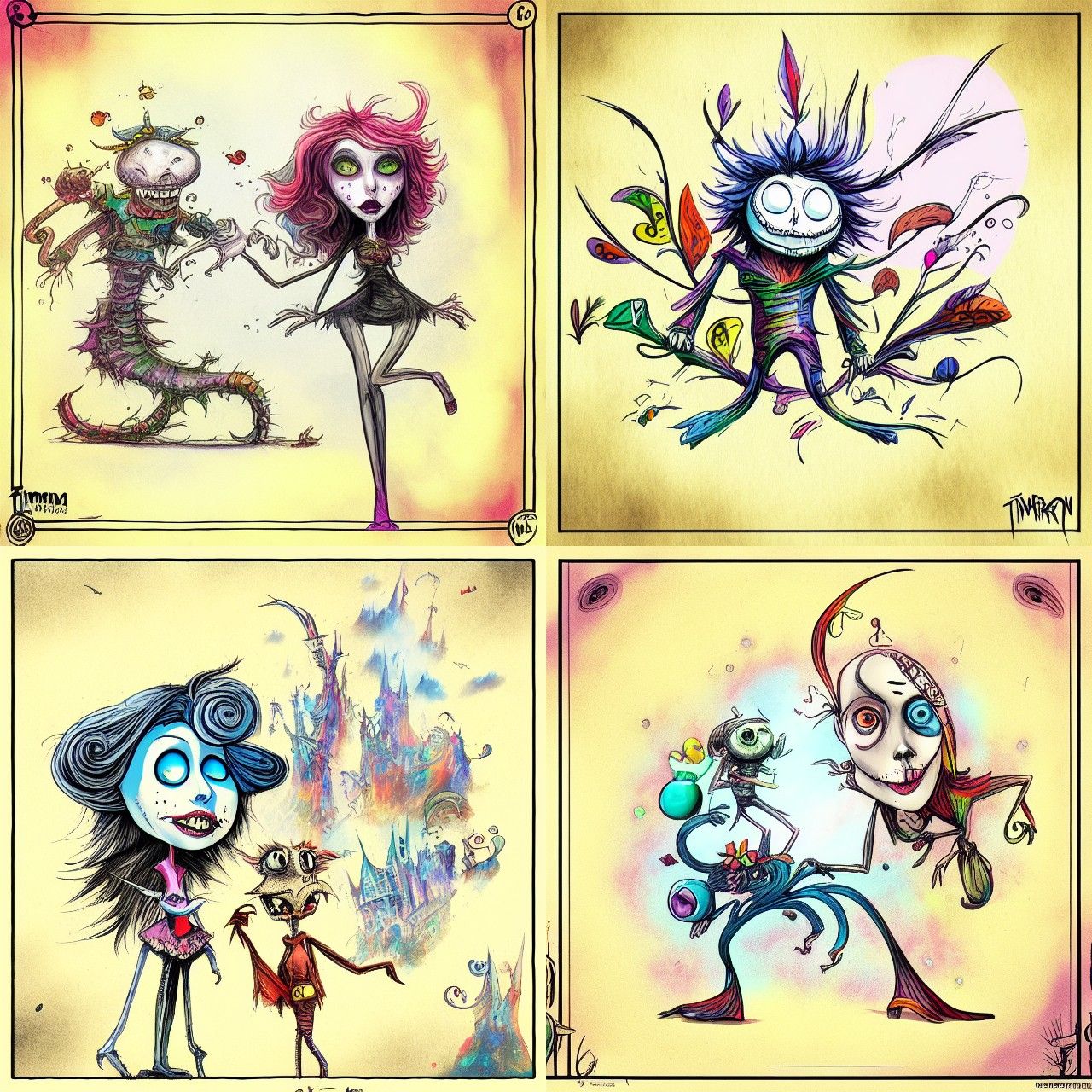 Colorful Fantasy Comic Art in Burtonesque Style