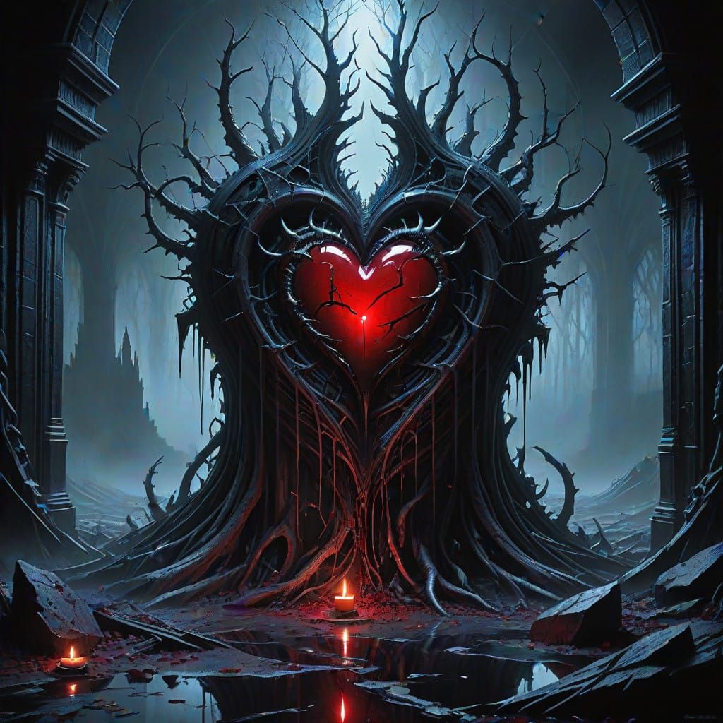 Shattered Heart in Dark, Gothic Despair