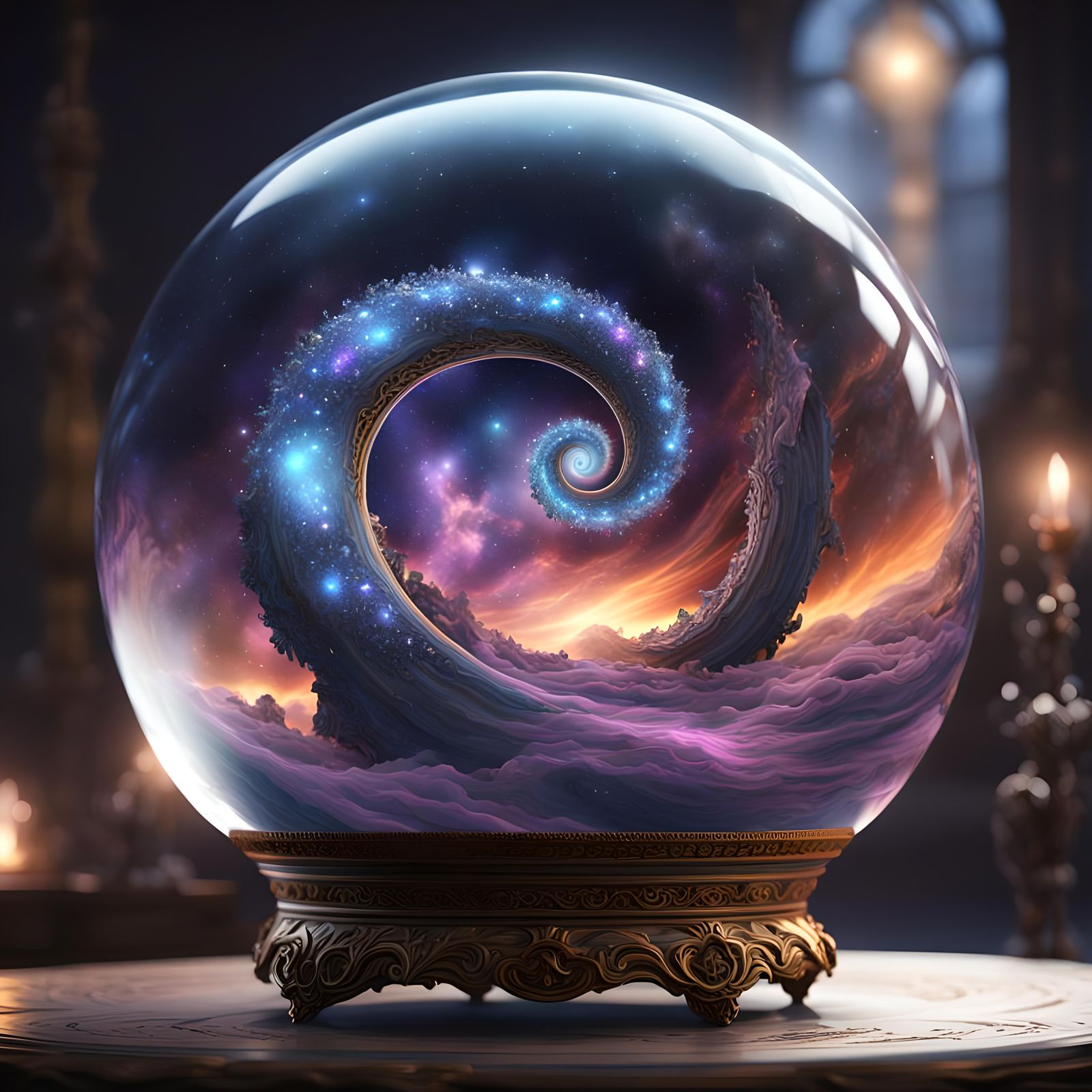 Spiral Galaxy in Crystal Ball: Matte Painting