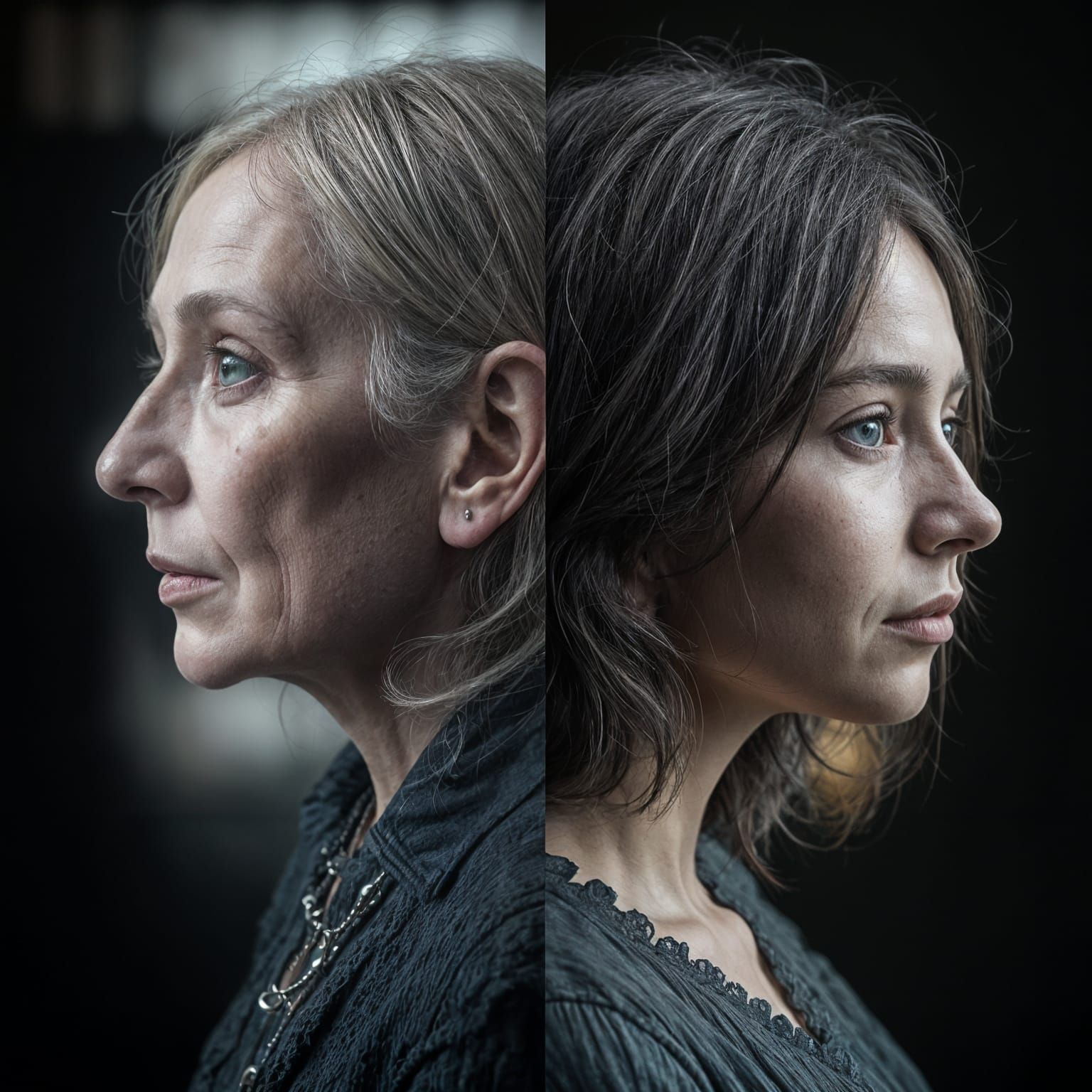 Contrasting Portrait: Old Woman and Young Girl