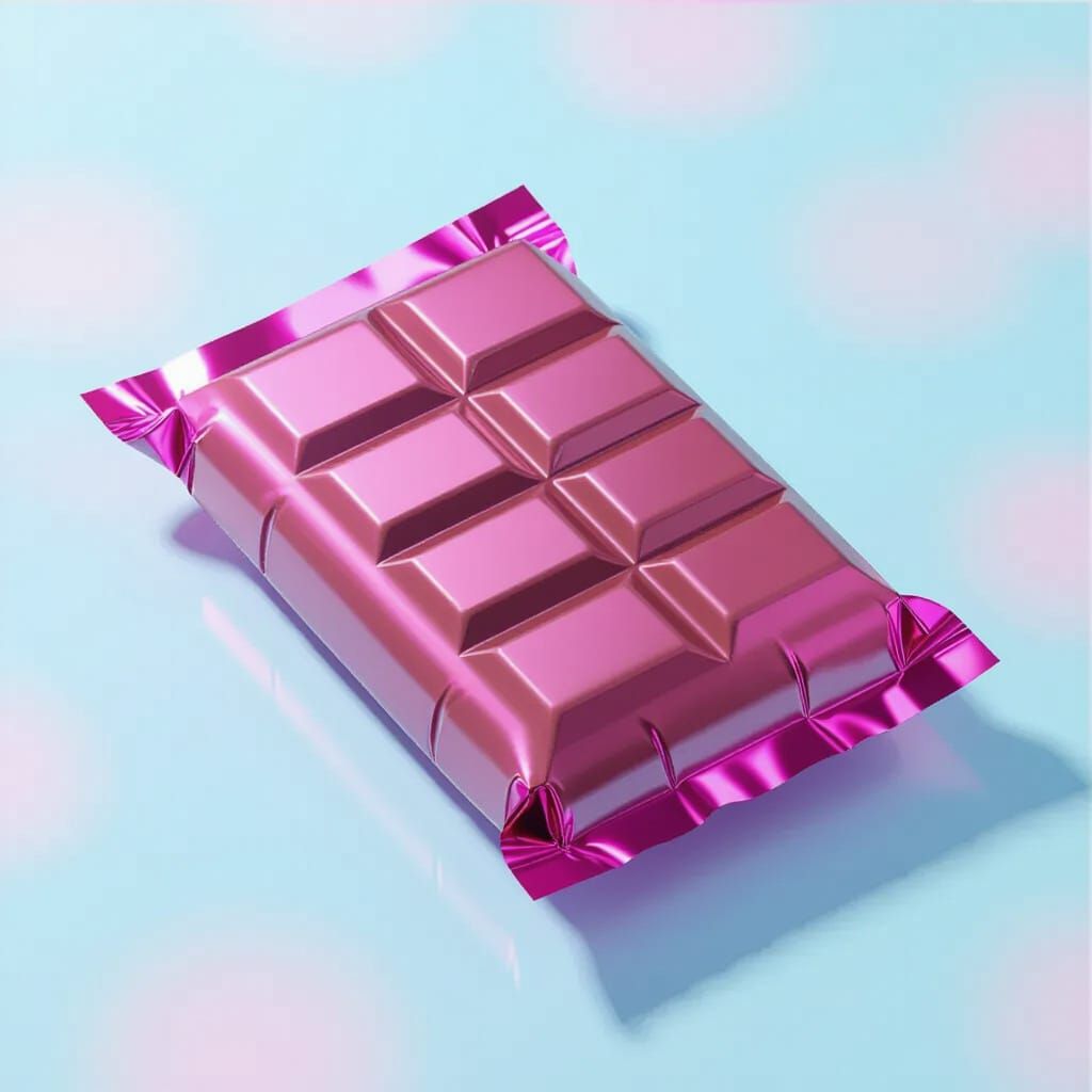 Vibrant Pink Chocolate Bar Balloon in Pastel Void