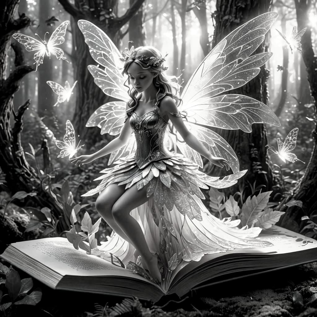 Crystal Fairy in Magical Pop-Up Book: Digital Art