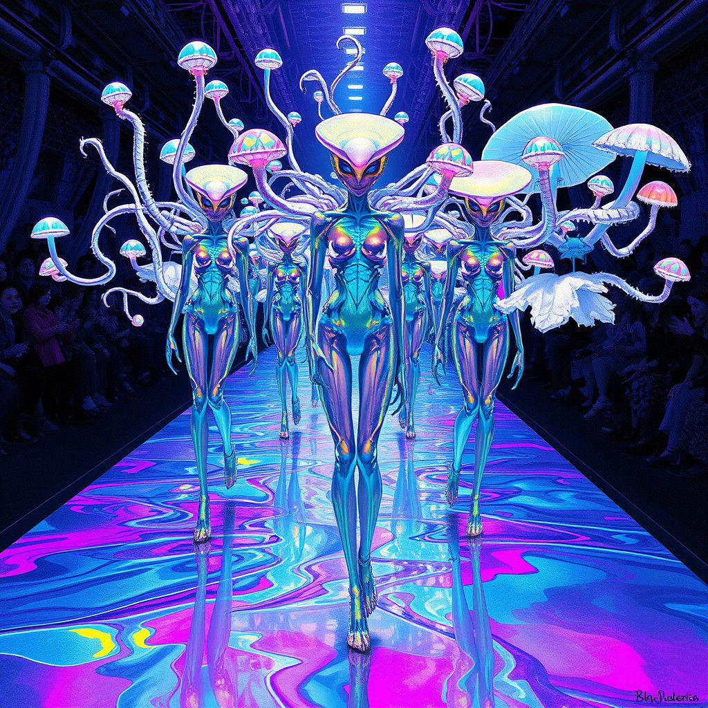 Alien Catwalk: Biomechanical Fashion in Surreal Style