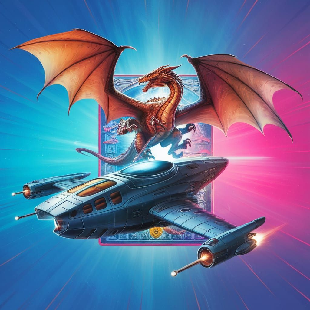 Fantasy Dragon Versus Alien Spaceship Card Back
