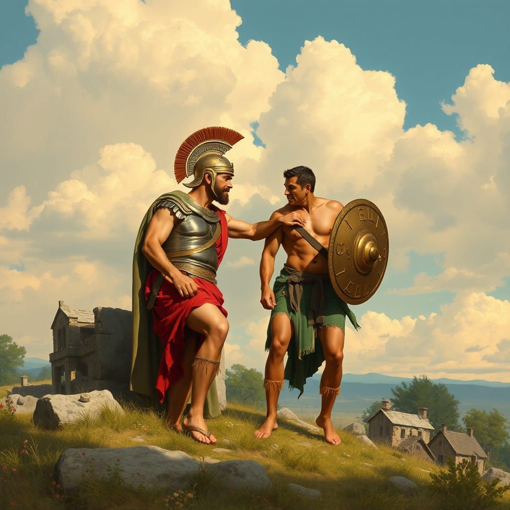 Achilles and Patroclus: A Heartwarming Norman Rockwell-Inspi...