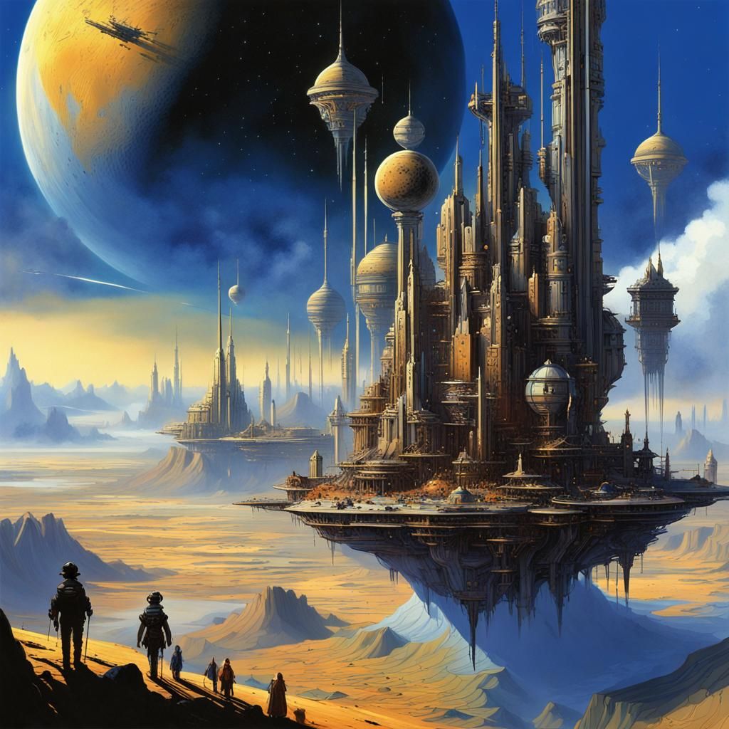 Steampunk Cityscape on Alien Planet, Digital Matte Painting