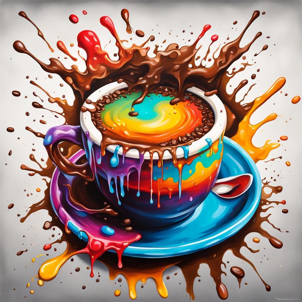 Crazy Coffee: Realistic Graffiti Art Photo