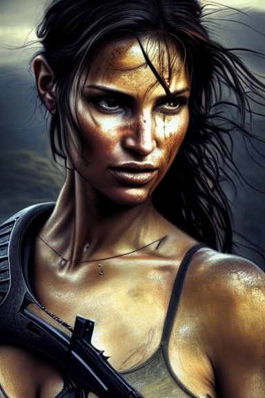 Hyper-Realistic Portrait of Lara Croft in Digital Illustrati...