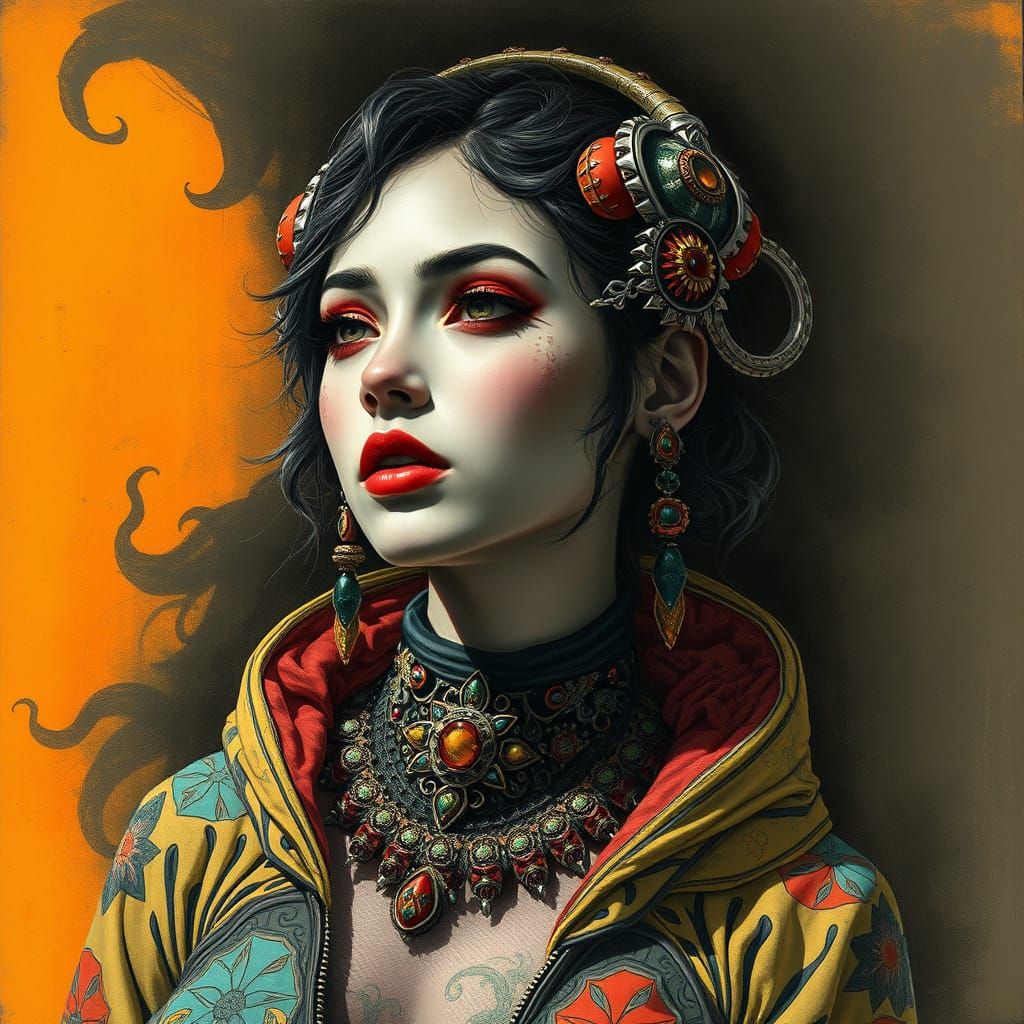 Hyperrealistic Charcoal Portrait of Woman in Shadows