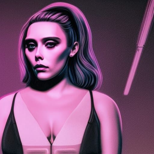Elizabeth Olsen as The Punisher in Synthwave Style