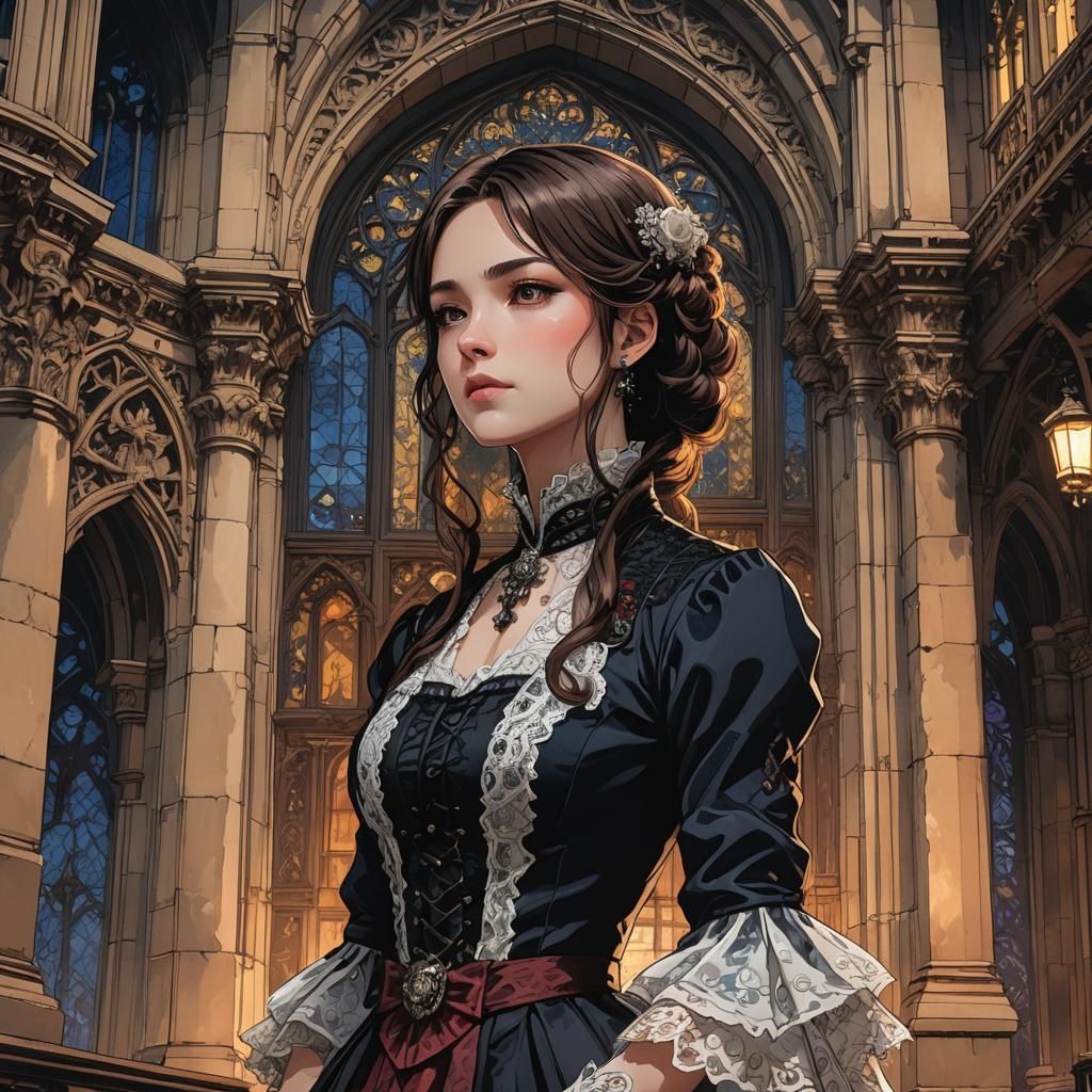 Elegant Mina Harker in Anime Style