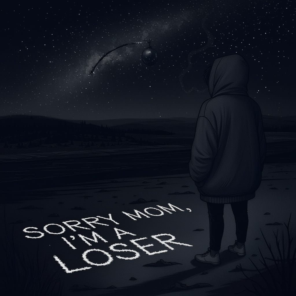 Melancholic Xmas Eve Scene in Graphite Sketch Style