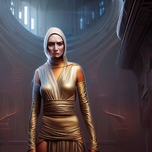 Hyper Detailed Jedi Woman in Cel-Shaded CGI