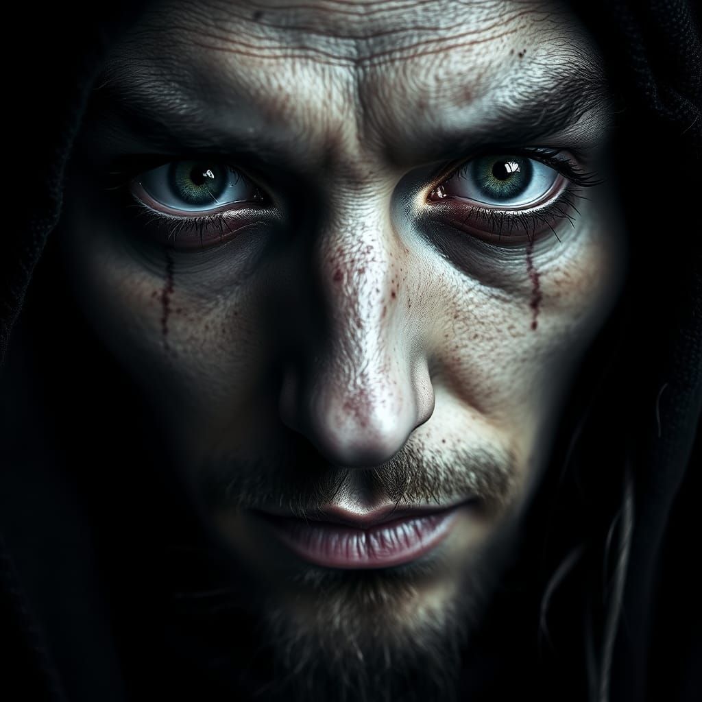 Medieval Portrait with Intense Gaze