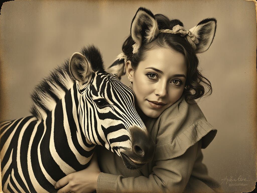 Vintage Zebra Family Portrait